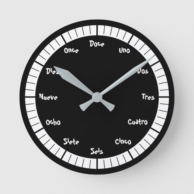 Spanish Numbers Round Clock (Front)