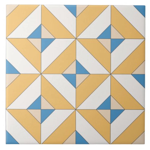 Spanish Orange Blue Pink Geometric Mediterranean Ceramic Tile