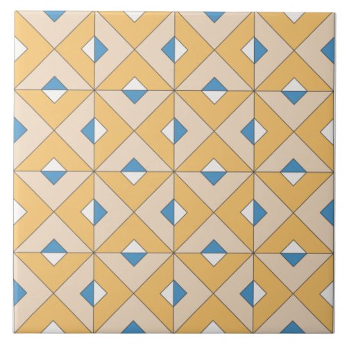 Spanish Orange Blue Pink Geometric Mediterranean Ceramic Tile