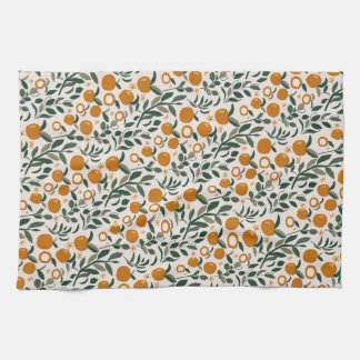 Spanish Orchard - pattern of oranges and leaves Kitchen Towel
