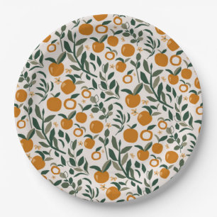Spanish Orchard - pattern of oranges and leaves Paper Plates