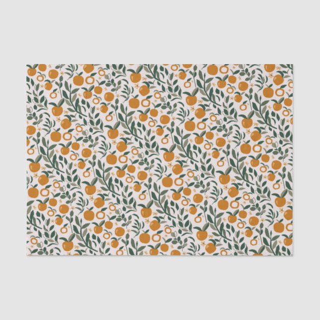 Spanish Orchard - pattern of oranges and leaves Tissue Paper (Front)