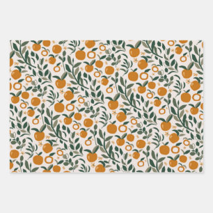 Spanish Orchard - pattern of oranges and leaves Wrapping Paper Sheets