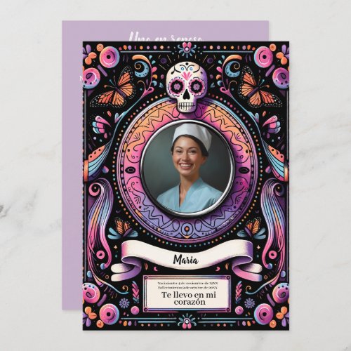 Spanish Our Lady of Guadalupe Prayer skull Invitation