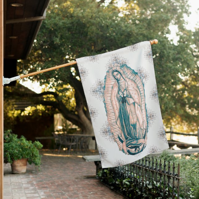 Spanish Our Lady of Guadalupe Virgin Mary Catholic House Flag (In SItu)
