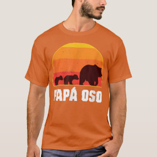 Spanish Papa Bear - Dad of Twins- Papa Oso Retro T-Shirt
