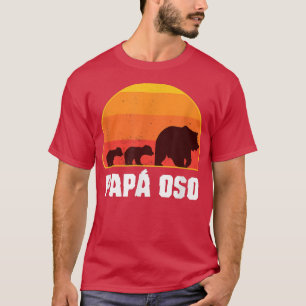 Spanish Papa Bear - Dad of Twins- Papa Oso Retro T-Shirt