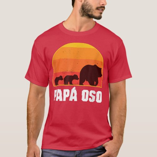 Spanish Papa Bear _ Dad of Twins_ Papa Oso Retro  T_Shirt