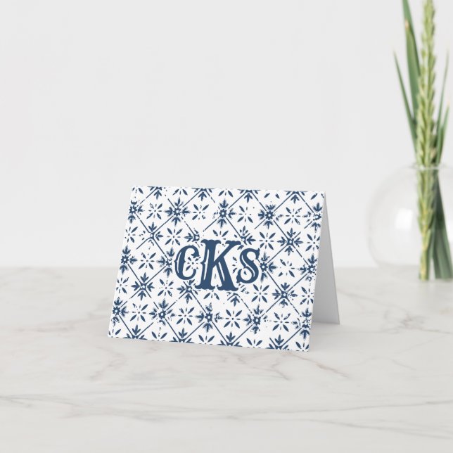Spanish Pattern Distressed Tile |  Thank You Card (Front)