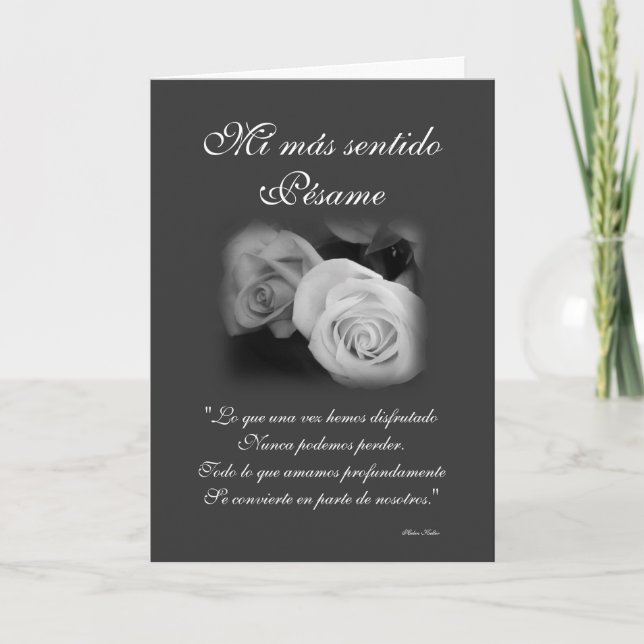 Spanish: Pesame B&W sympathy card (Front)