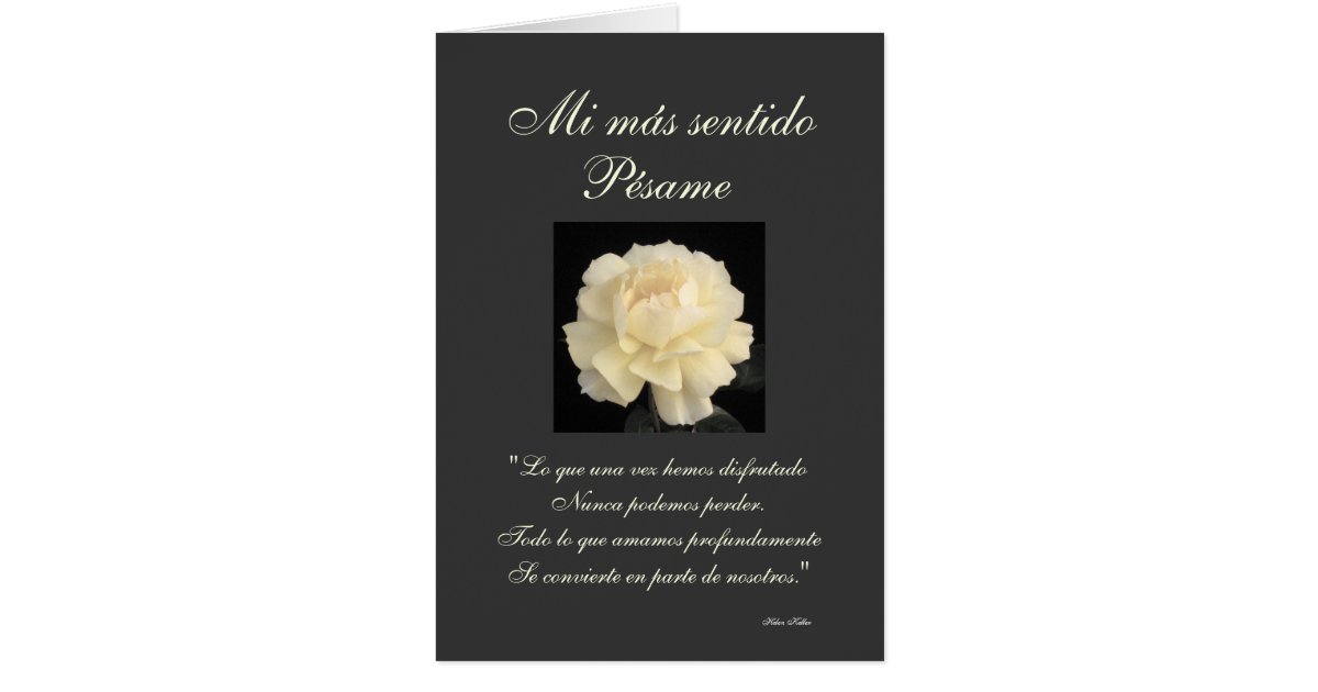 Spanish: Pesame B&W sympathy card | Zazzle.com
