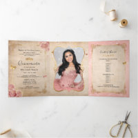 Spanish Photo Blush Pink Rose Gold Quinceanera