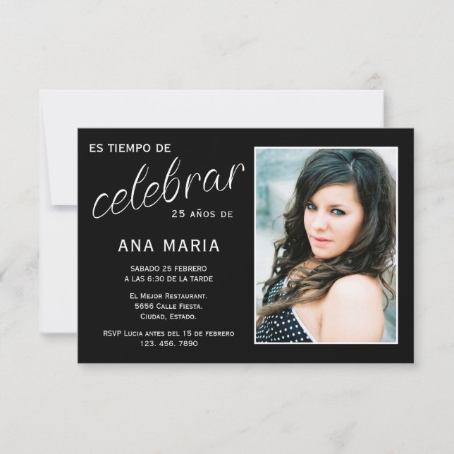 Spanish Photo Feminine Birthday Invitation (Front)