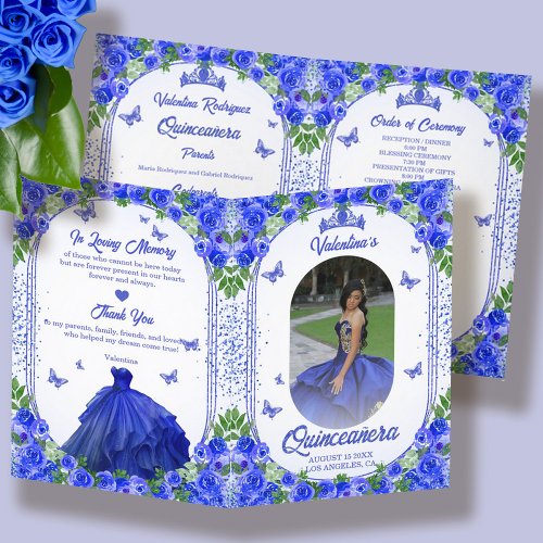 Spanish Photo Royal Blue Quinceanera Program