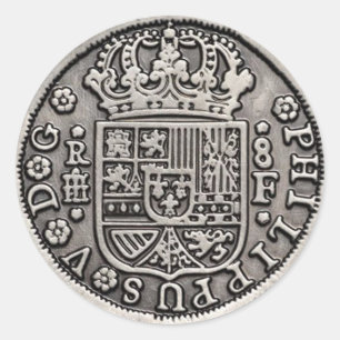 Spanish Pieces of Eight classic round sticker