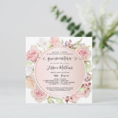 Spanish, Pink, Blush, Rose Gold Floral Quinceanera Invitation (Standing Front)