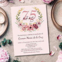 Spanish Pink Elegant Floral 75th Birthday Party