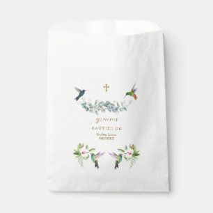 Spanish Pink Hibiscus Flowers Eucalyptus Bautizo Favor Bag