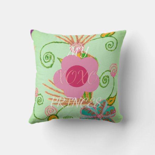 Spanish Pink Rosa Spring Flower XOXO Text Princess Throw Pillow Zazzle