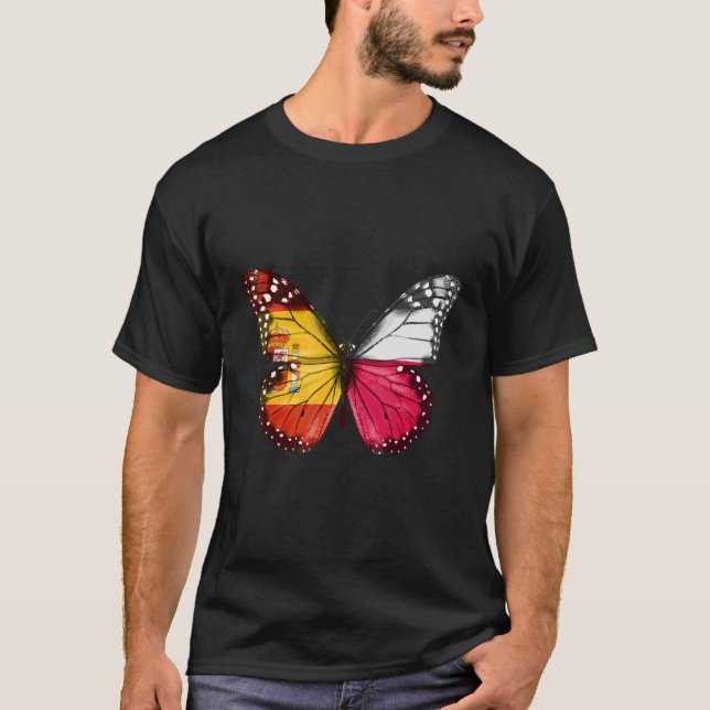 Spanish Polish Flag Butterfly T-Shirt (Front)