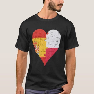 Spanish Polish Flag Heart T-Shirt