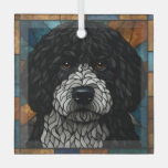 Spanish / Portuguese Water Dog &quot;Stained Glass&quot; Glass Ornament