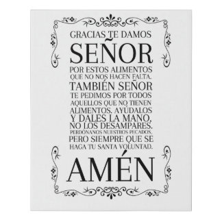 Spanish Prayer for Meal Faux Canvas Print