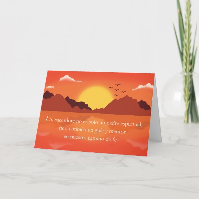 Spanish Priest Fathers Day With Sunset Landscape Card (Front)