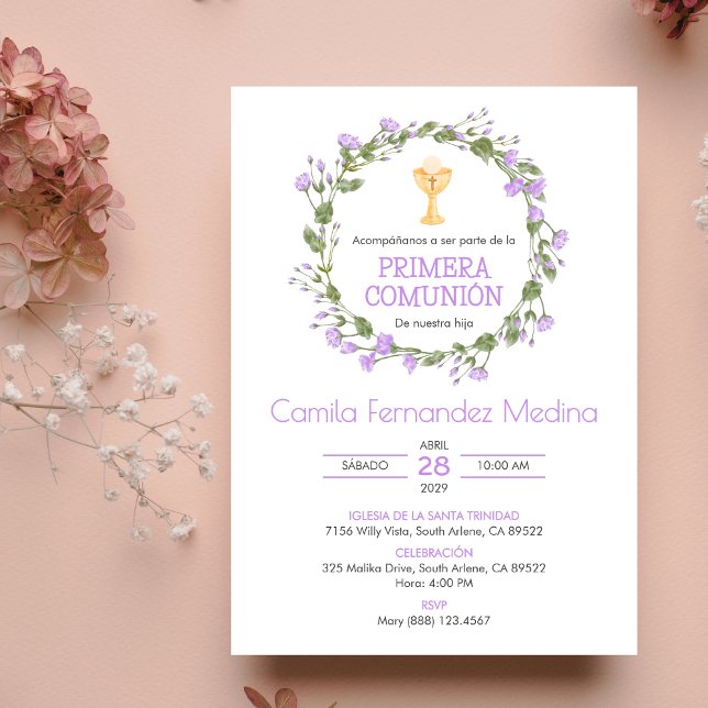 Spanish Primera Comunion Chalice First Communion Invitation (Creator Uploaded)