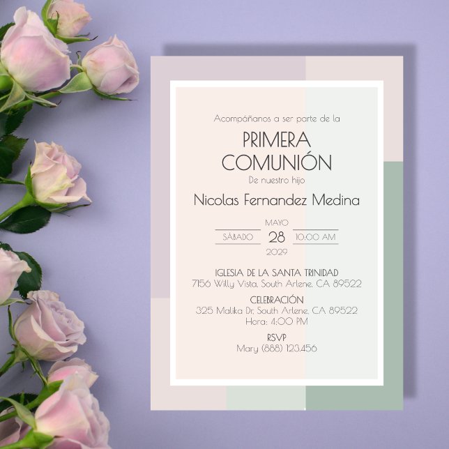 Spanish Primera Comunion Cute First Communion Invitation (Creator Uploaded)