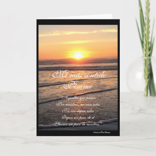 Spanish: puesta de sol y poema pesame / sympathy card