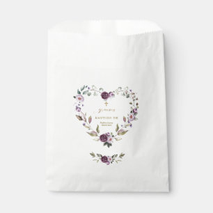 Spanish Purple Pink Flowers Gold Girl Bautizo Favor Bag