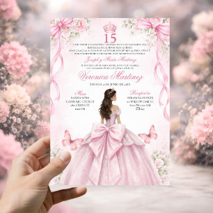 Spanish Quinceañera Blush Pink 15 Años Princess Invitation