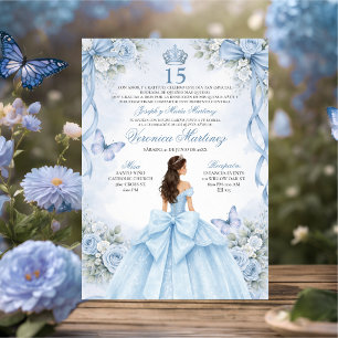 Spanish Quinceañera Dusty Blue 15 Años Princess Invitation