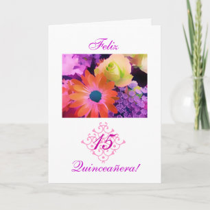 Spanish: Quinceañera-flowers Invitation