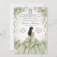 Spanish Quinceañera Sage Green Princess 15 Años