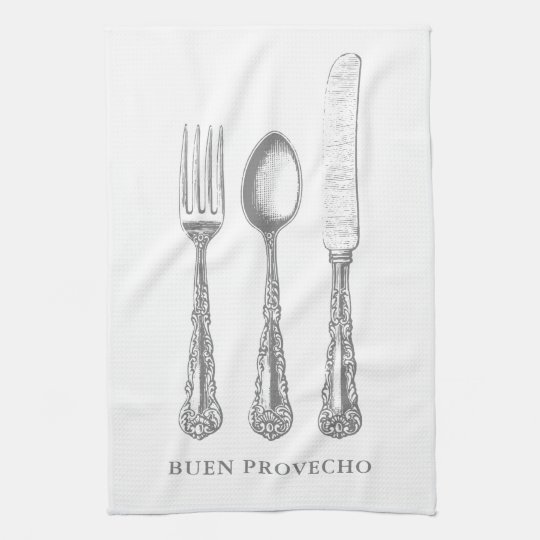 Spanish Quote kitchen towel, fork, spoon, knife Kitchen Towel