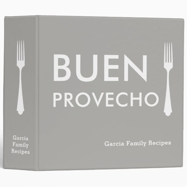 Spanish Quote Recipe Binder, Buen Provecho 3 Ring Binder (Front/Spine)