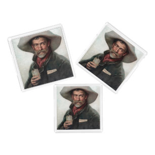 Spanish Ranchero Cowboy in Old West Saloon Acrylic Tray