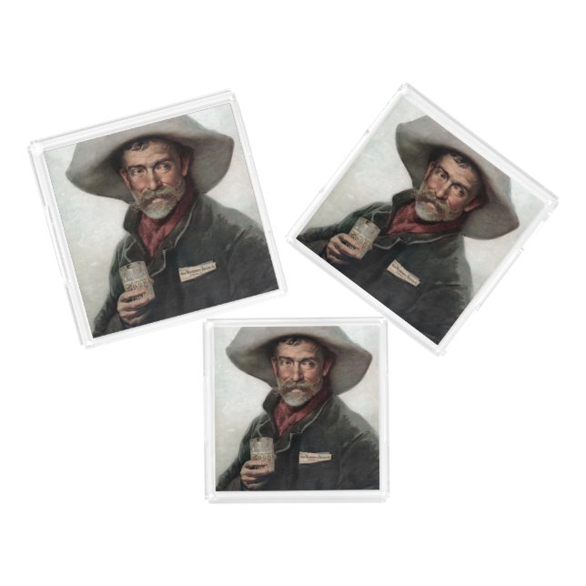 Spanish Ranchero Cowboy in Old West Saloon Acrylic Tray (Set)
