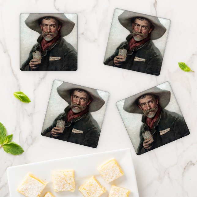 Spanish Ranchero Cowboy in Old West Saloon Coaster Set (In Situ)