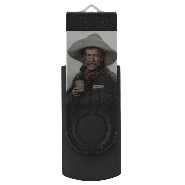 Spanish Ranchero Cowboy in Old West Saloon Flash Drive (Front Vertical)