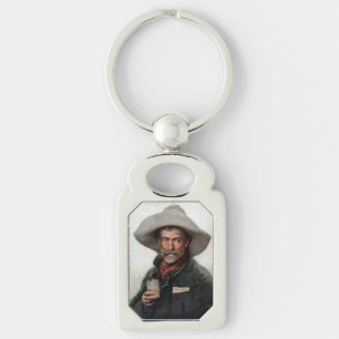 Spanish Ranchero Cowboy in Old West Saloon Keychain