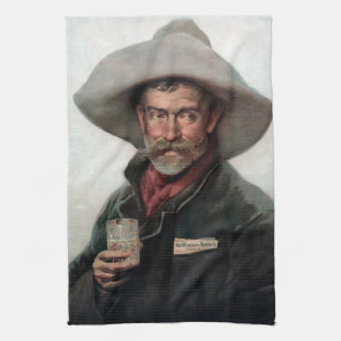 Spanish Ranchero Cowboy in Old West Saloon Kitchen Towel