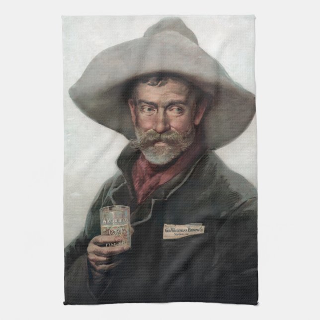 Spanish Ranchero Cowboy in Old West Saloon Kitchen Towel (Vertical)