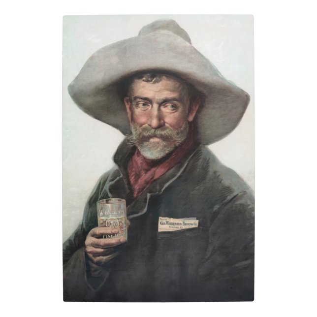 Spanish Ranchero Cowboy in Old West Saloon Metal Print (Front)