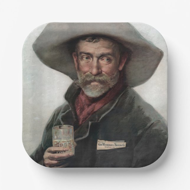 Spanish Ranchero Cowboy in Old West Saloon Paper Plates (Front)