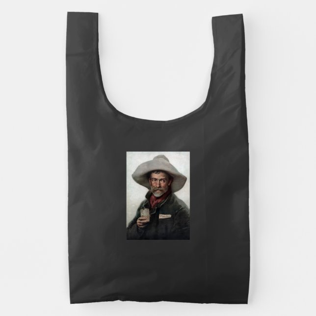 Spanish Ranchero Cowboy in Old West Saloon Reusable Bag (Front)