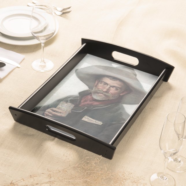 Spanish Ranchero Cowboy in Old West Saloon Serving Tray (Front)