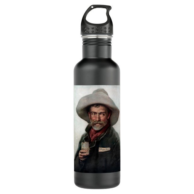 Spanish Ranchero Cowboy in Old West Saloon Stainless Steel Water Bottle (Front)